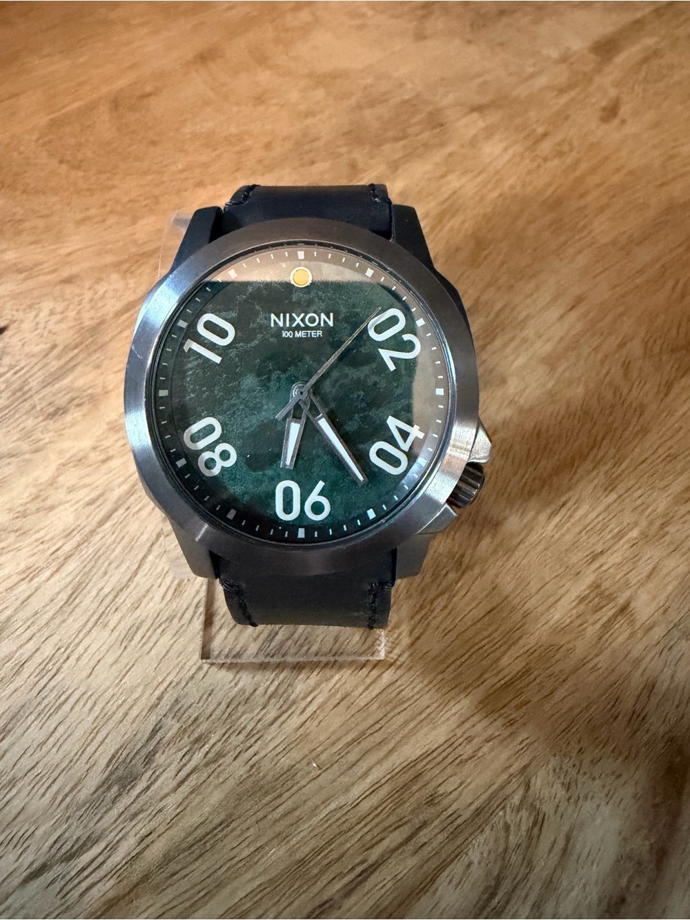Nixon The Ranger Black Strap Watch with Green Marble Dial